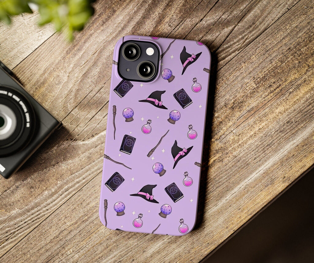 Halloween Witchy Spooky Cute iPhone Case 14 13 12 11 Pro XR, Magic Wizard Hard Tough Protective Cover Case