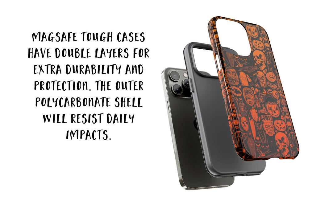 Halloween Retro Spooky iPhone Case 14 13 12 11 Pro XR, Hard Tough Protective Cover Case