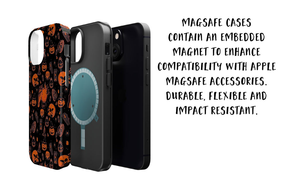 Halloween Witchy Spooky iPhone Case 14 13 12 11 Pro XR, Magic Wizard Hard Tough Protective Cover Case
