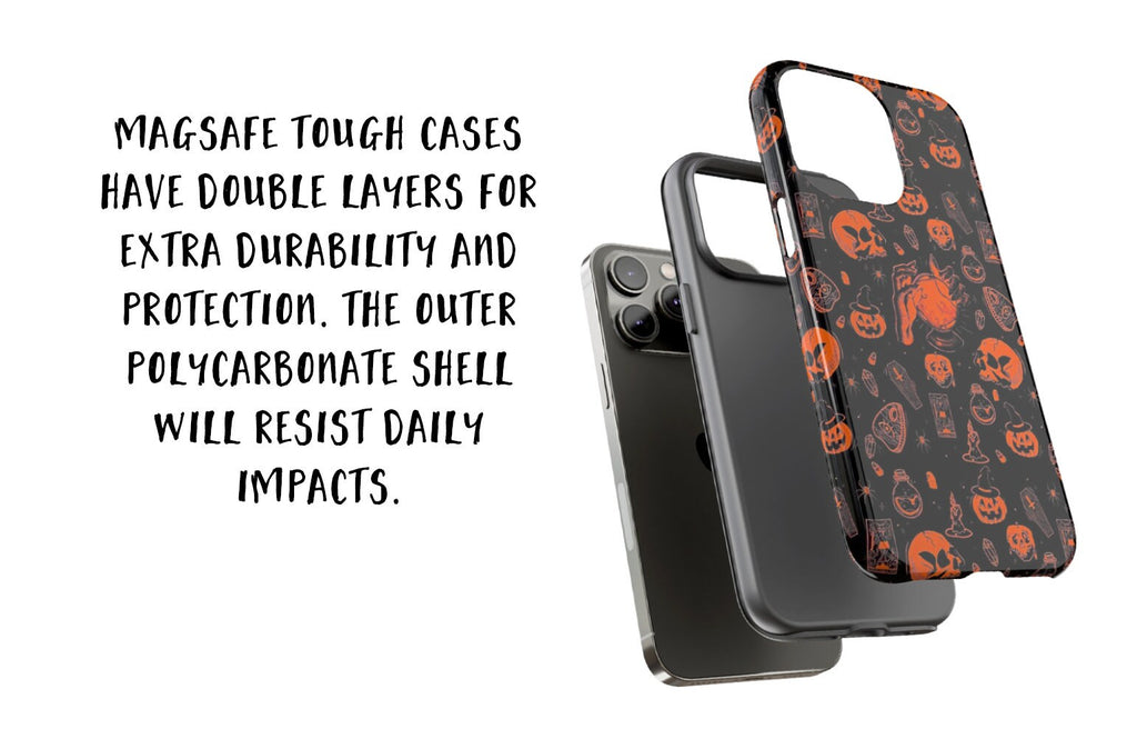 Halloween Witchy Spooky iPhone Case 14 13 12 11 Pro XR, Magic Wizard Hard Tough Protective Cover Case