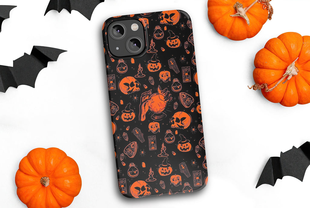Halloween Witchy Spooky iPhone Case 14 13 12 11 Pro XR, Magic Wizard Hard Tough Protective Cover Case
