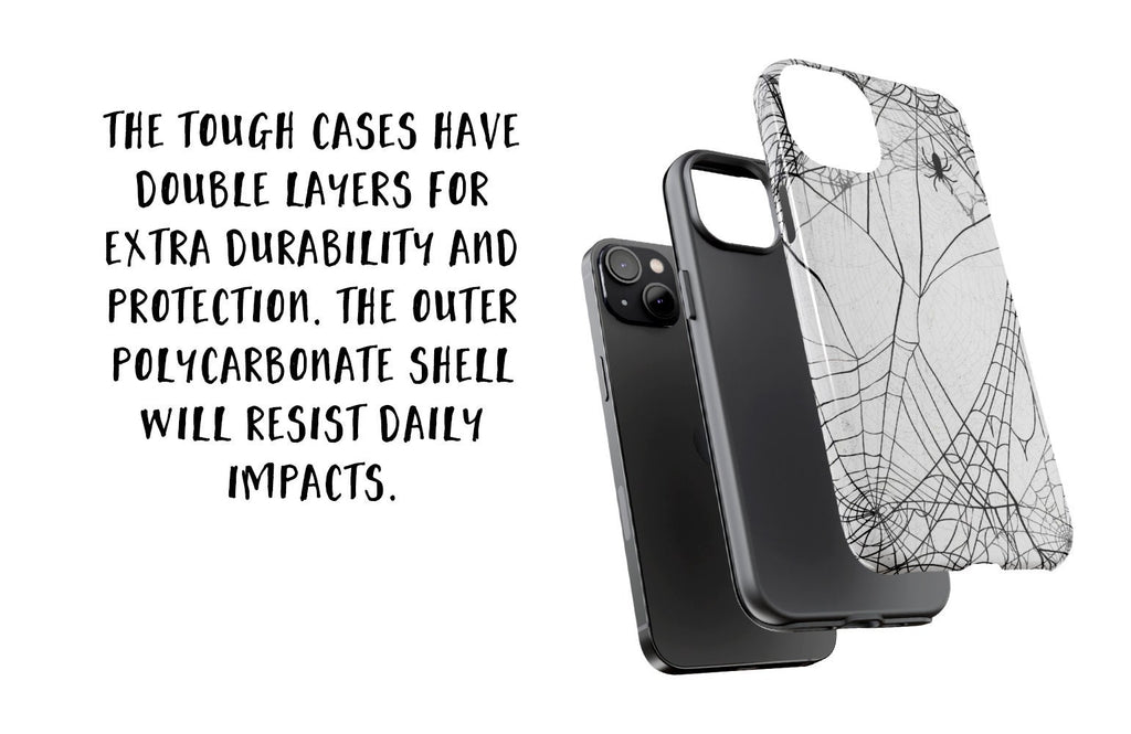 Spooky Spider Web Phone Case, Halloween Samsung and iPhone 14 13 12 11 Pro XR Case, Spooky Hard Tough Phone Cover