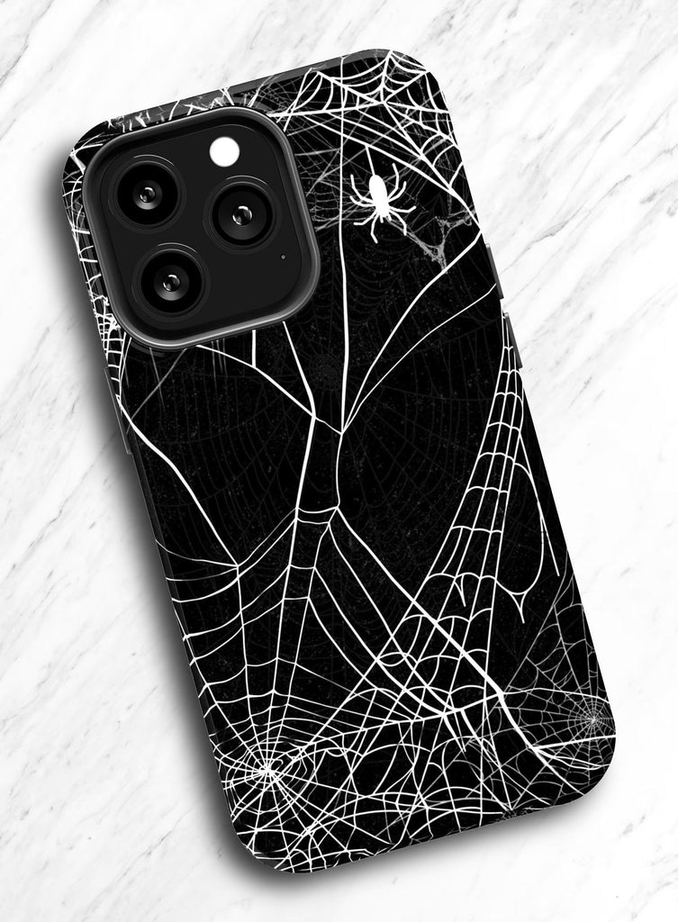 Spooky Spider Web Phone Case, Halloween Samsung and iPhone 14 13 12 11 Pro XR Case, Spooky Hard Tough Phone Cover