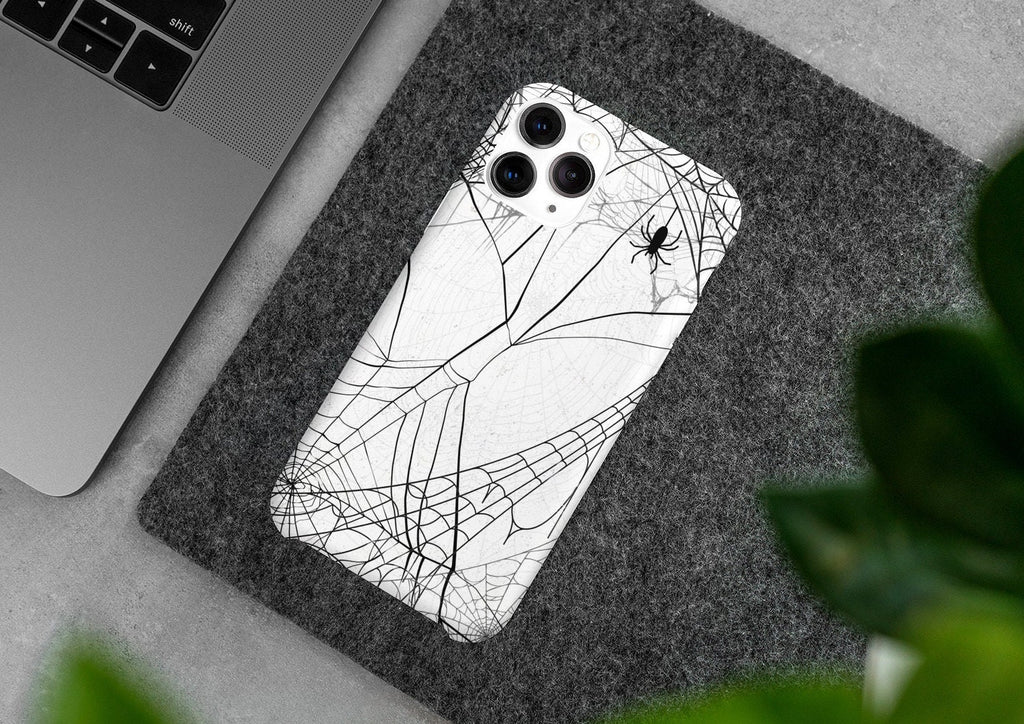 Spooky Spider Web Phone Case, Halloween Samsung and iPhone 14 13 12 11 Pro XR Case, Spooky Hard Tough Phone Cover