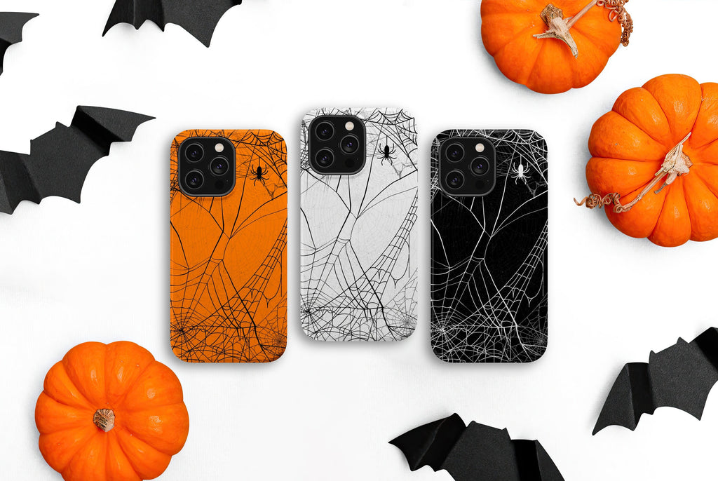 Spooky Spider Web Phone Case, Halloween Samsung and iPhone 14 13 12 11 Pro XR Case, Spooky Hard Tough Phone Cover
