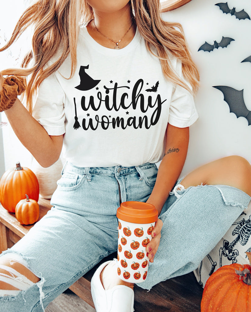 Witchy Halloween Shirt, Crewneck Sweatshirt Witch Sweater Costume, Spooky Cute T-shirt Graphic Tee