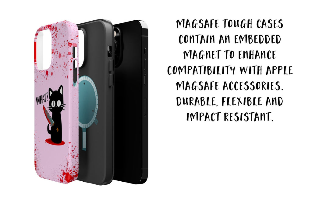 Murder Cat Custom Halloween iPhone Case 14 13 12 11 Pro XR Case, Funny Black Cat Meme, Hard Tough Cover, Cat Lover Gift For Her
