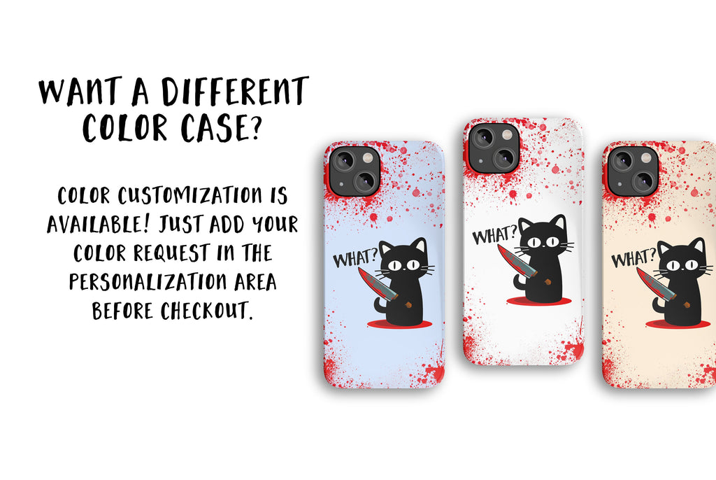 Murder Cat Custom Halloween iPhone Case 14 13 12 11 Pro XR Case, Funny Black Cat Meme, Hard Tough Cover, Cat Lover Gift For Her