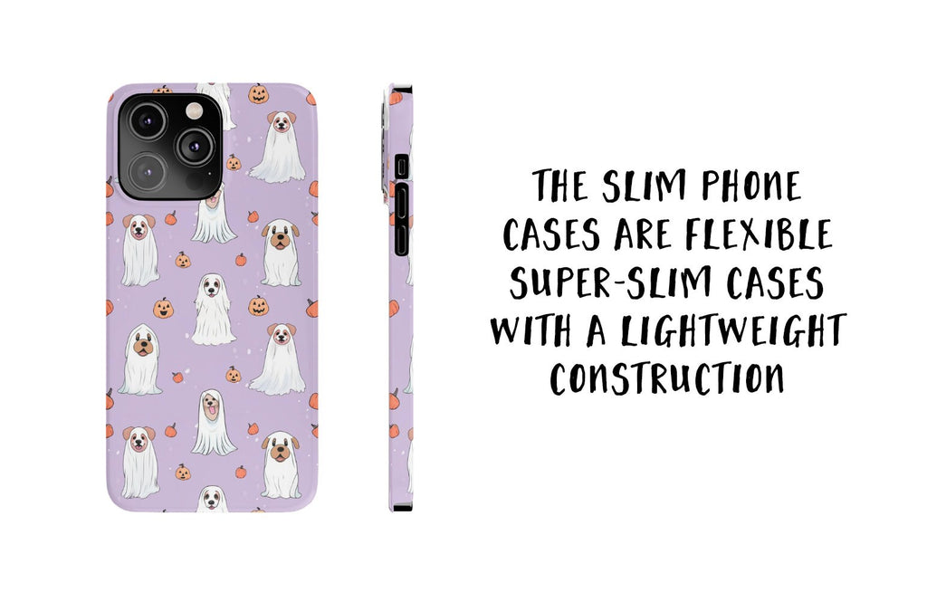 Ghost Dogs Halloween Phone Case, iPhone 14 13 12 11 Pro XR Case, Spooky Cute iPhone Hard Tough Cover, Dog Lover Gift