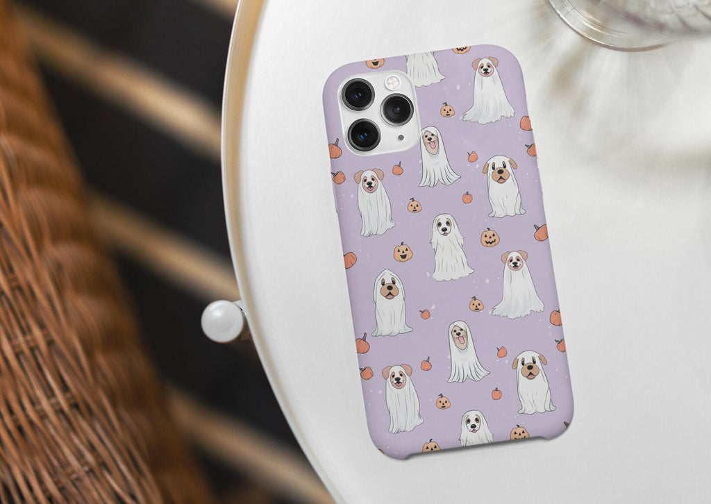 Ghost Dogs Halloween Phone Case, iPhone 14 13 12 11 Pro XR Case, Spooky Cute iPhone Hard Tough Cover, Dog Lover Gift