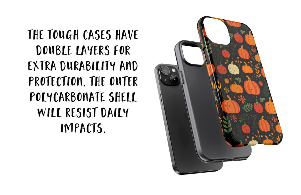 Halloween Pumpkins Phone Case, Autumn Fall iPhone 14 13 12 11 Pro XR Case, Seasonal iPhone Hard Tough Cover, Fall Lover Gift