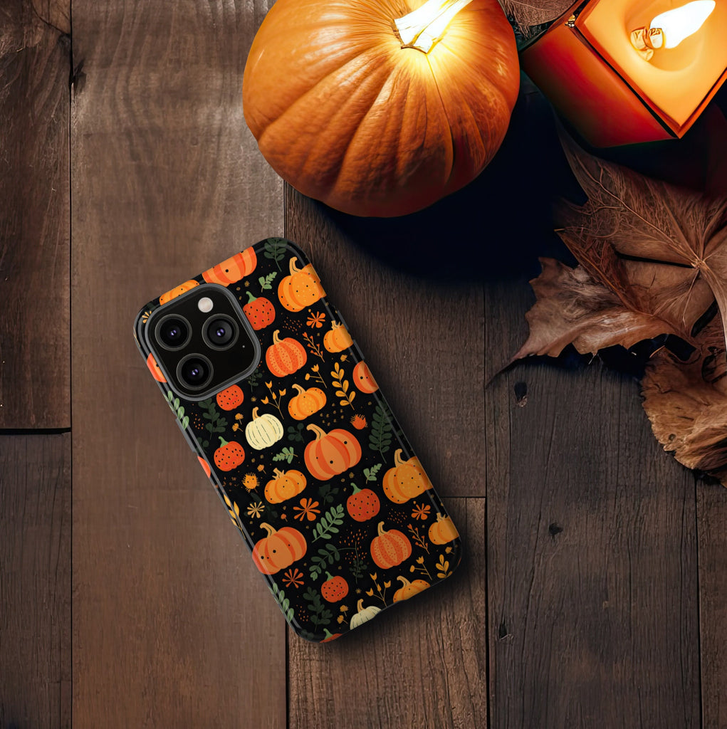 Halloween Pumpkins Phone Case, Autumn Fall iPhone 14 13 12 11 Pro XR Case, Seasonal iPhone Hard Tough Cover, Fall Lover Gift
