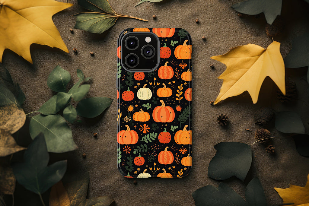 Halloween Pumpkins Phone Case, Autumn Fall iPhone 14 13 12 11 Pro XR Case, Seasonal iPhone Hard Tough Cover, Fall Lover Gift