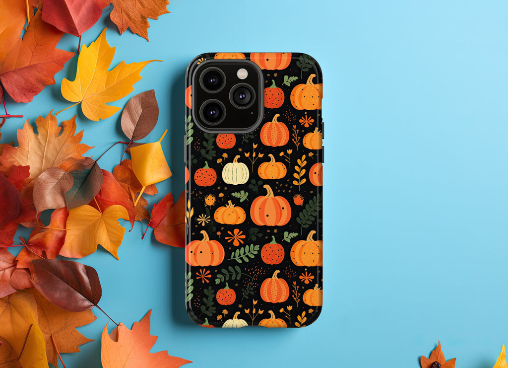 Halloween Pumpkins Phone Case, Autumn Fall iPhone 14 13 12 11 Pro XR Case, Seasonal iPhone Hard Tough Cover, Fall Lover Gift