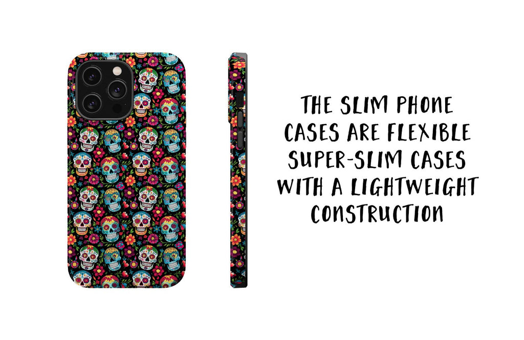 Day of the Dead Sugar Skull Phone Case, Día de los Muertos iPhone 14 13 12 11 Pro XR Case, Calavera Hard Tough Cover, Mexican Folk Art Gift