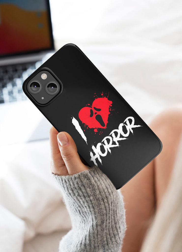 Scream Ghostface Horror iPhone Case 14 13 12 11 Pro XR, Halloween Spooky Scary Movie Hard Tough Cover