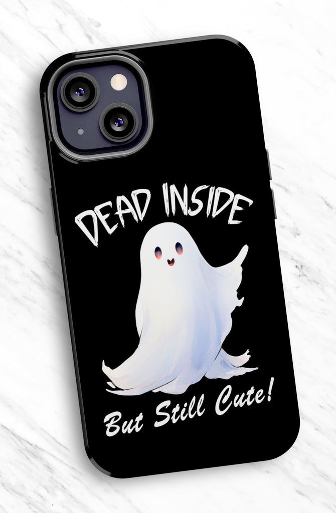 Ghost Halloween Phone Case, Spooky Kawaii iPhone 14 13 12 11 Pro XR Case, Cute Dead Inside Hard Tough Cover Funny Gift