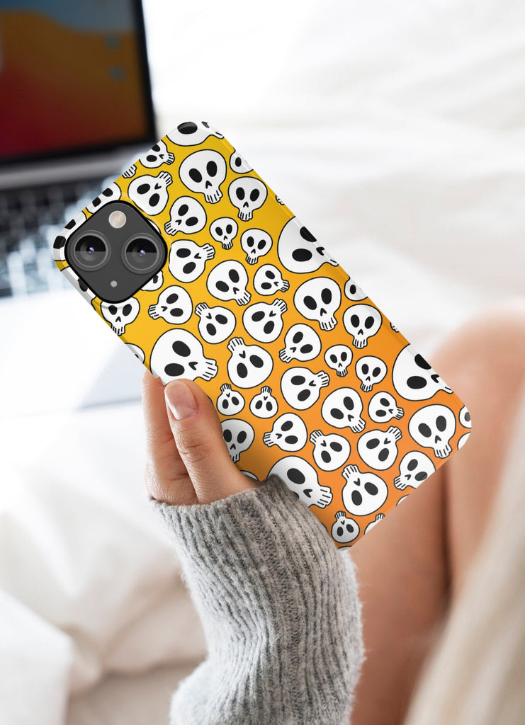 Halloween Spooky Skeleton Skulls iPhone Case 14 13 12 11 Pro XR, Seasonal Hard Tough Cover