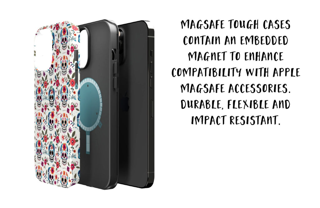 Day of the Dead Sugar Skull Phone Case, Día de los Muertos iPhone 14 13 12 11 Pro XR Case, Calavera Hard Tough Cover, Mexican Folk Art Gift