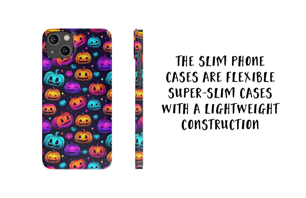 Halloween Spooky Neon Pumpkins iPhone Case 14 13 12 11 Pro XR, Seasonal iPhone Hard Tough Cover, Fall Lover Gift