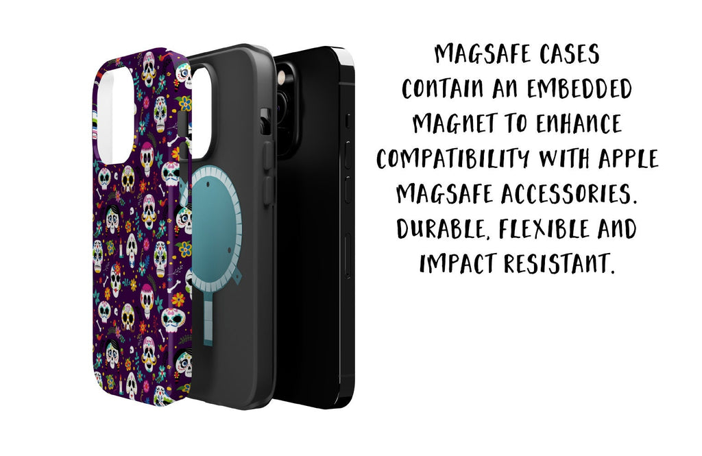 Day of the Dead Sugar Skull iPhone Case 14 13 12 11 Pro XR, Día de los Muertos Calavera Hard Tough Cover, Mexican Folk Art Gift