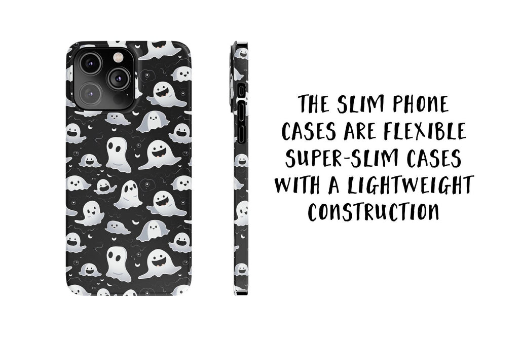 Halloween Kawaii Ghost iPhone Case 14 13 12 11 Pro XR, Spooky Cute Hard Tough Protective Cover Case