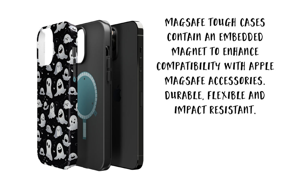 Halloween Kawaii Ghost iPhone Case 14 13 12 11 Pro XR, Spooky Cute Hard Tough Protective Cover Case