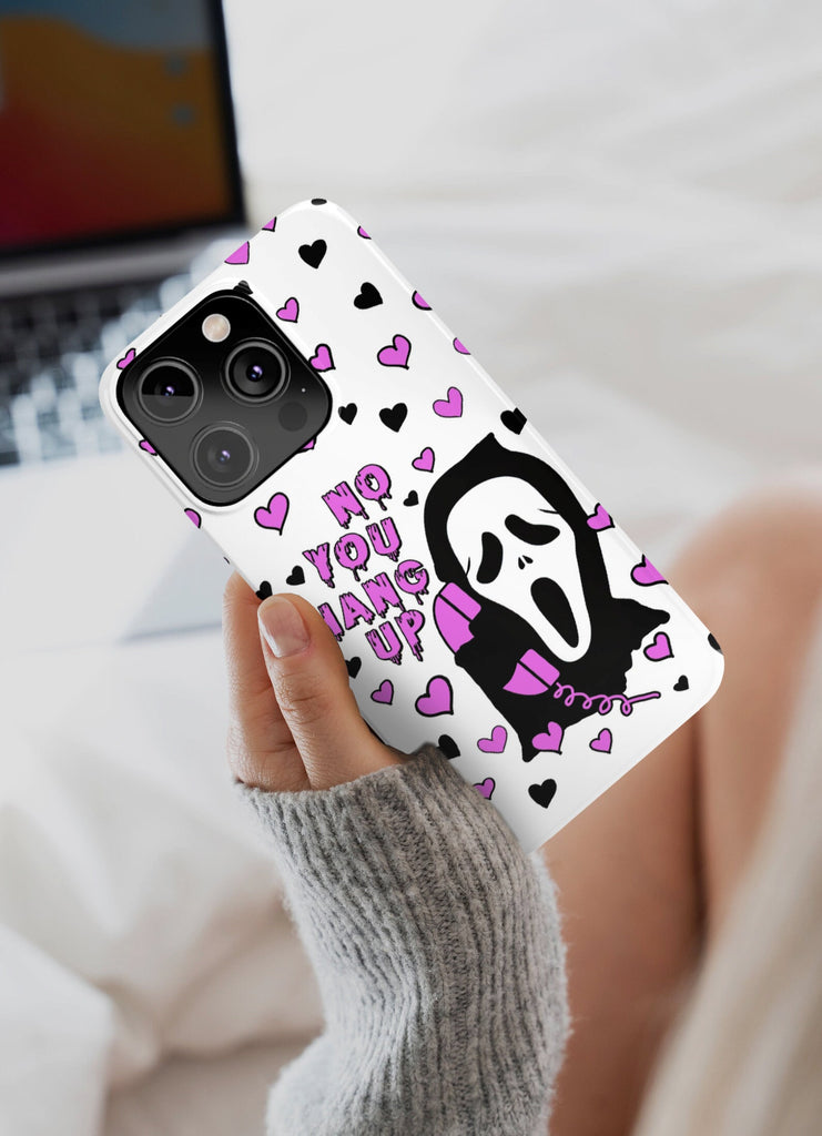 Scream Ghostface No You Hang Horror iPhone Case 14 13 12 11 Pro XR, Spooky Halloween Hard Tough Cover, Funny Scary Movie Gift