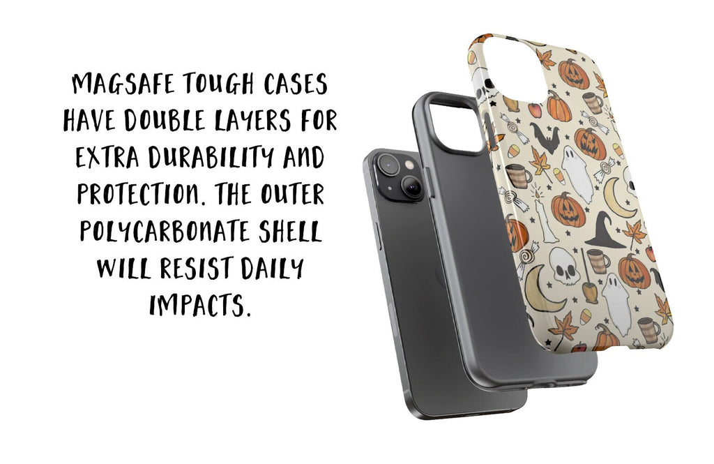 Halloween Spooky Season iPhone Case 14 13 12 11 Pro XR, Witchy Hard Tough Protective Cover Case