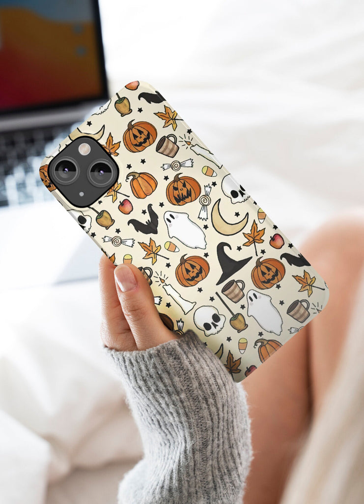 Halloween Spooky Season iPhone Case 14 13 12 11 Pro XR, Witchy Hard Tough Protective Cover Case