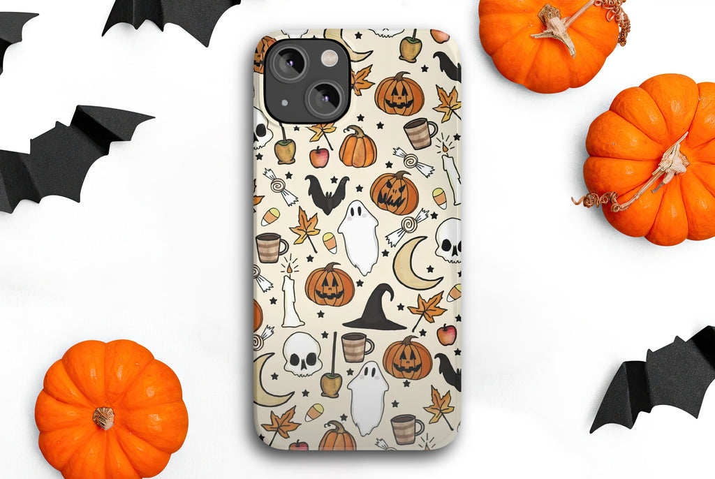 Halloween Spooky Season iPhone Case 14 13 12 11 Pro XR, Witchy Hard Tough Protective Cover Case
