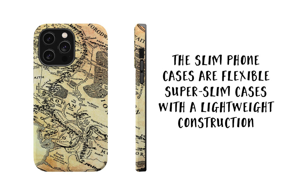 Lord of the Rings Middle Earth iPhone Case 14 13 12 11 Pro XR, LOTR Map Hard Tough Cover, Tolkien Fantasy Gift
