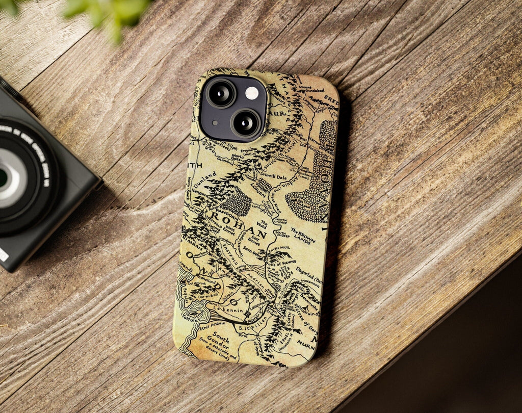 Lord of the Rings Middle Earth iPhone Case 14 13 12 11 Pro XR, LOTR Map Hard Tough Cover, Tolkien Fantasy Gift