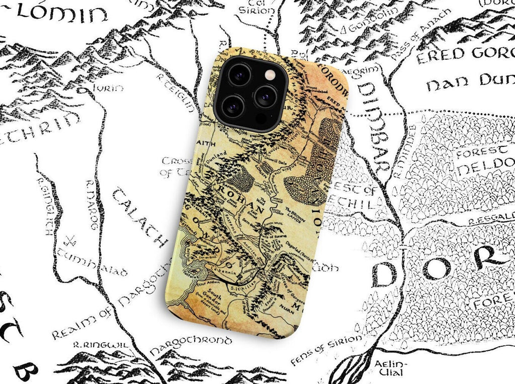 Lord of the Rings Middle Earth iPhone Case 14 13 12 11 Pro XR, LOTR Map Hard Tough Cover, Tolkien Fantasy Gift