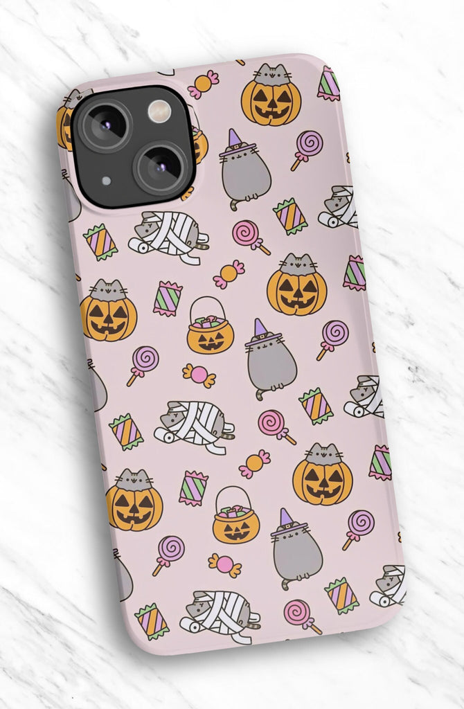 Halloween Kawaii Cat iPhone Case 14 13 12 11 Pro XR, Spooky Cute Hard Protective Cover Case