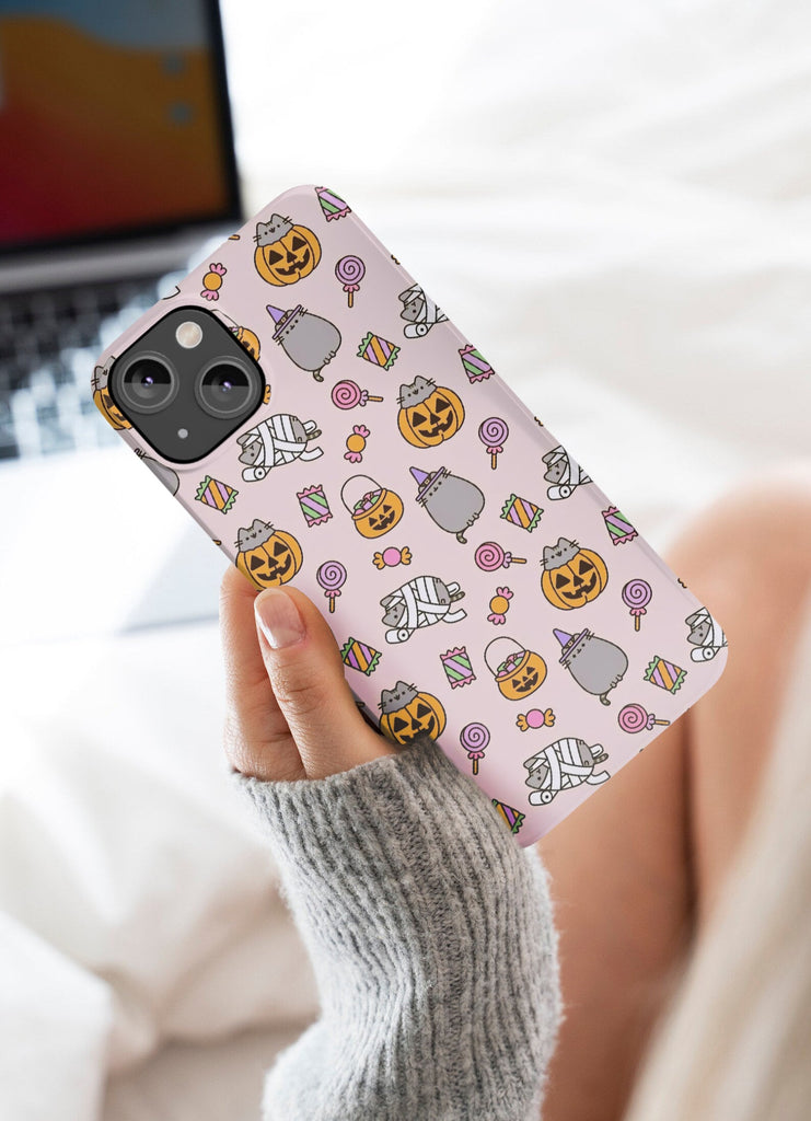 Halloween Kawaii Cat iPhone Case 14 13 12 11 Pro XR, Spooky Cute Hard Protective Cover Case