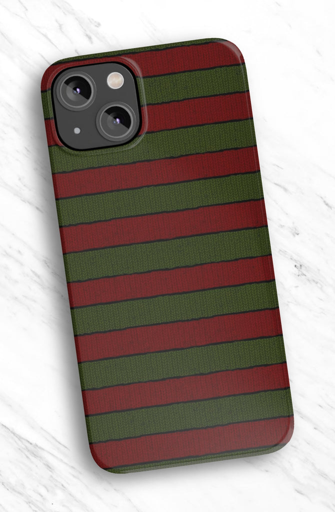 Freddy Krueger Ugly Sweater Horror iPhone Case 14 13 12 11 Pro XR, Nightmare on Elm Street Hard Cover, Funny Movie Gift
