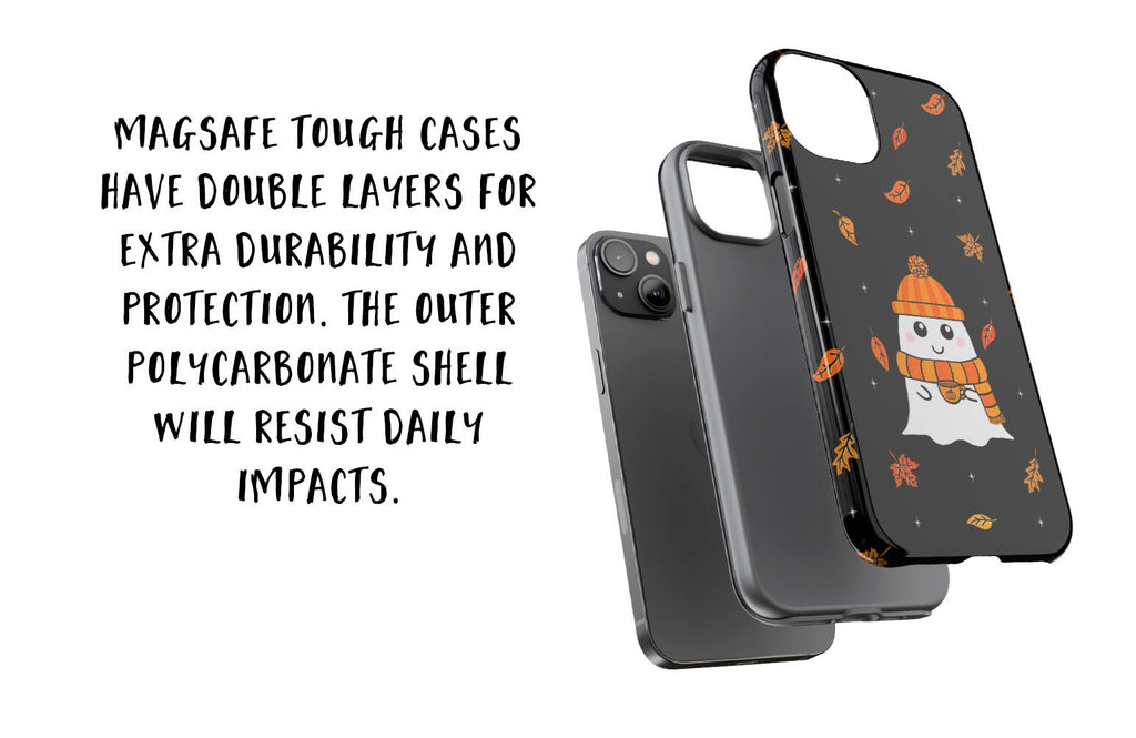 Halloween Kawaii Ghost iPhone Case 14 13 12 11 Pro XR, Cute Autumn Fall Hard Protective Cover Case