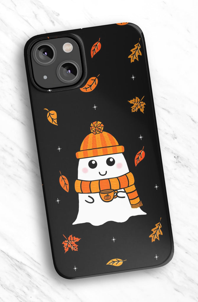 Halloween Kawaii Ghost iPhone Case 14 13 12 11 Pro XR, Cute Autumn Fall Hard Protective Cover Case