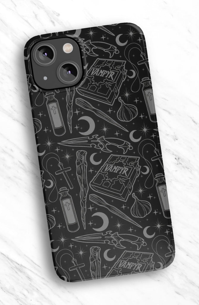Vampire Slayer Horror iPhone Case 14 13 12 11 Pro XR, Gothic Supernatural Monster Movie Hard Cover
