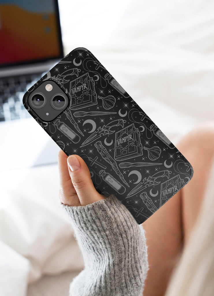 Vampire Slayer Horror iPhone Case 14 13 12 11 Pro XR, Gothic Supernatural Monster Movie Hard Cover
