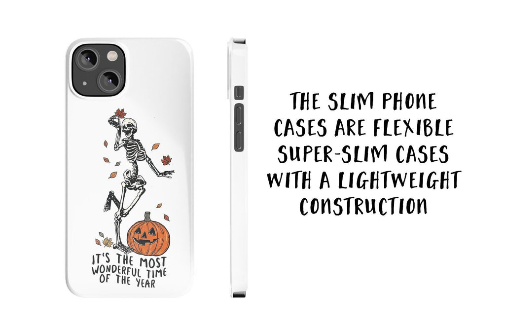Halloween Spooky Skeleton iPhone Case 14 13 12 11 Pro XR, Fall Season Hard Tough Protective Cover Case