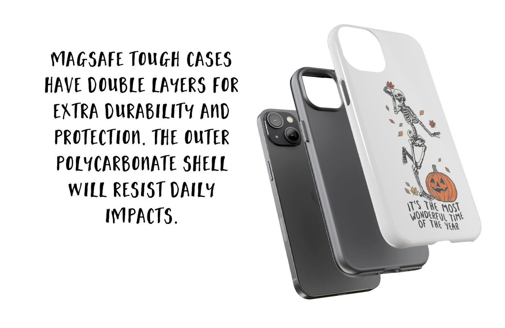 Halloween Spooky Skeleton iPhone Case 14 13 12 11 Pro XR, Fall Season Hard Tough Protective Cover Case