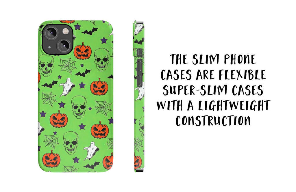 Halloween Spooky Season Green iPhone Case 14 13 12 11 Pro XR, Witchy Hard Tough Protective Cover Case