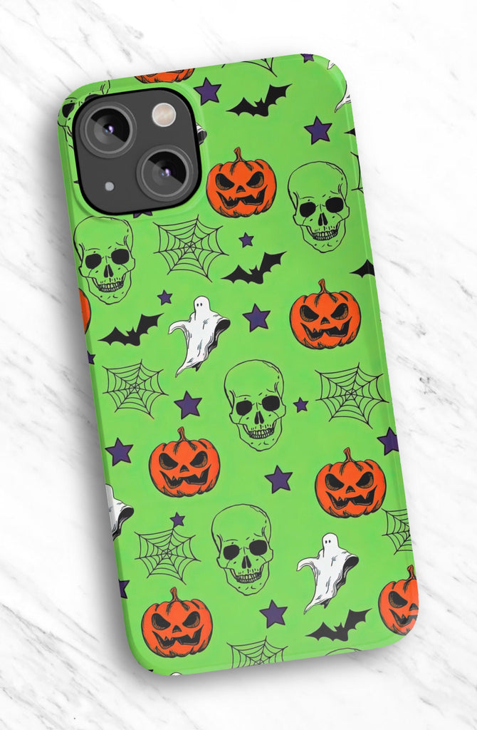 Halloween Spooky Season Green iPhone Case 14 13 12 11 Pro XR, Witchy Hard Tough Protective Cover Case