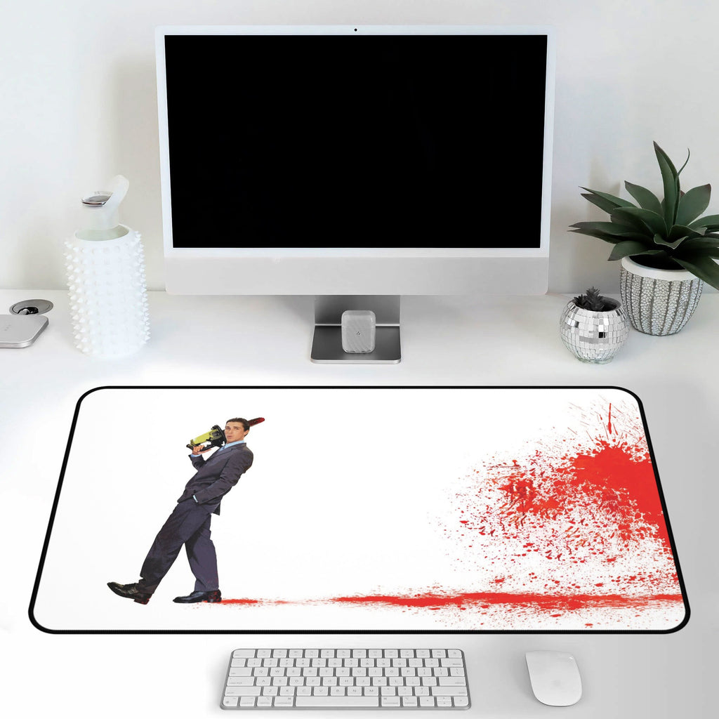 American Psycho Patrick Bateman Desk Mat, Mouse Pad Horror Movie Gift, Funny Bloody Cult Film Home Office Decor