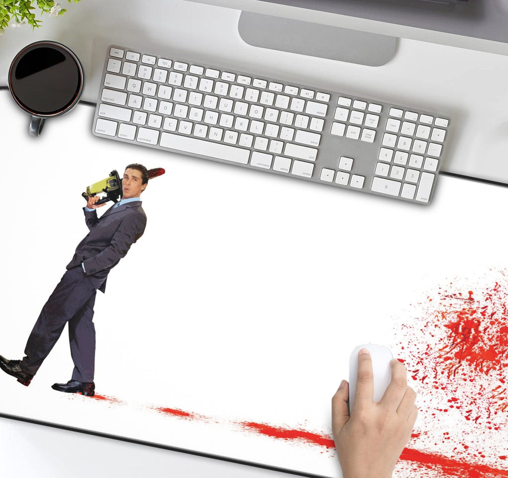 American Psycho Patrick Bateman Desk Mat, Mouse Pad Horror Movie Gift, Funny Bloody Cult Film Home Office Decor