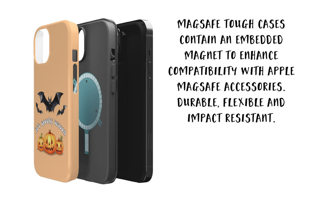 Halloween Spooky Season iPhone Case 14 13 12 11 Pro XR, Bat and Jack o Lantern Pumpkins, Hard Tough Protective Cover Case