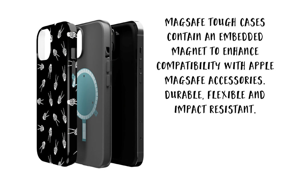 Halloween Skeleton iPhone Case 14 13 12 11 Pro XR, Spooky Cute Goth Hard Tough Protective Cover Case