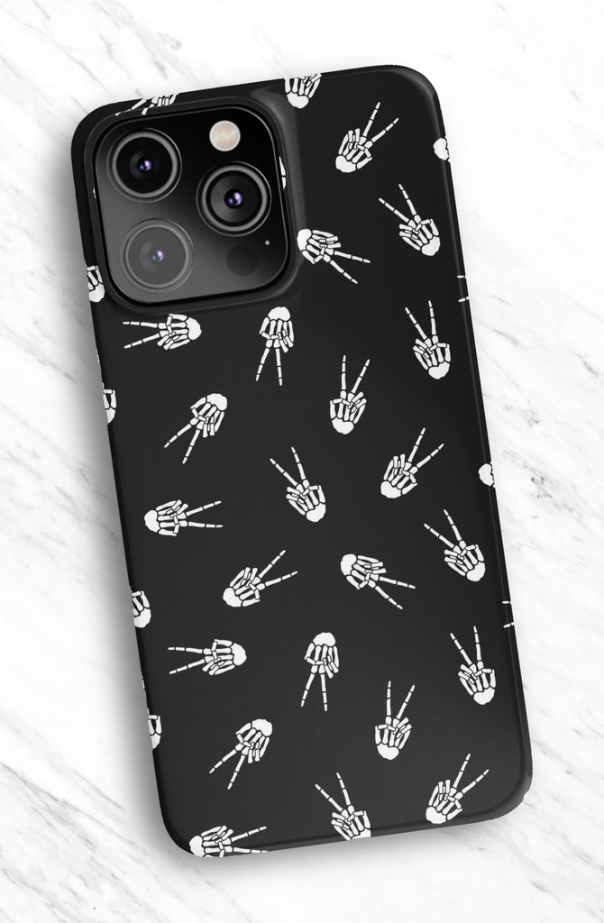 Halloween Skeleton iPhone Case 14 13 12 11 Pro XR, Spooky Cute Goth Hard Tough Protective Cover Case